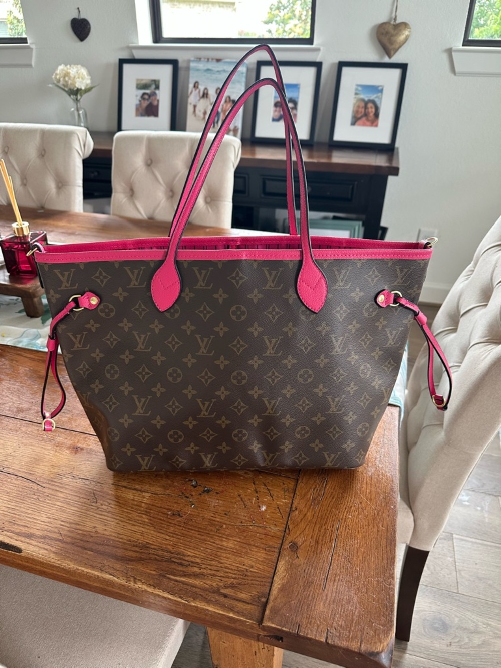 Louis Vuitton Monogram Tote with Hot Pink Trim